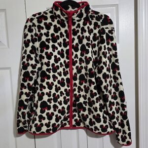 Disney Leopard Minnie Mouse Fleece Zip Up Sherpa